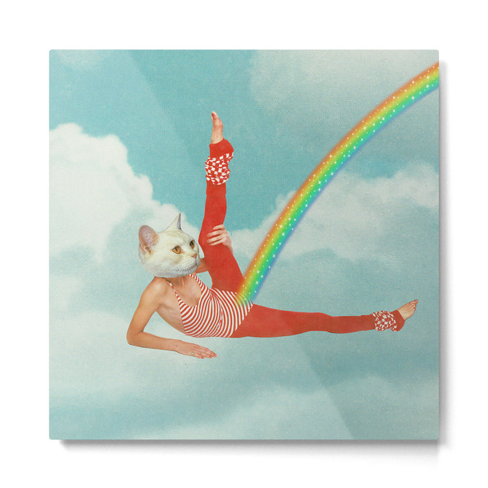Kitty Cat's Rainbow Workout - Retro Cat Metal Print Gallery Image 1