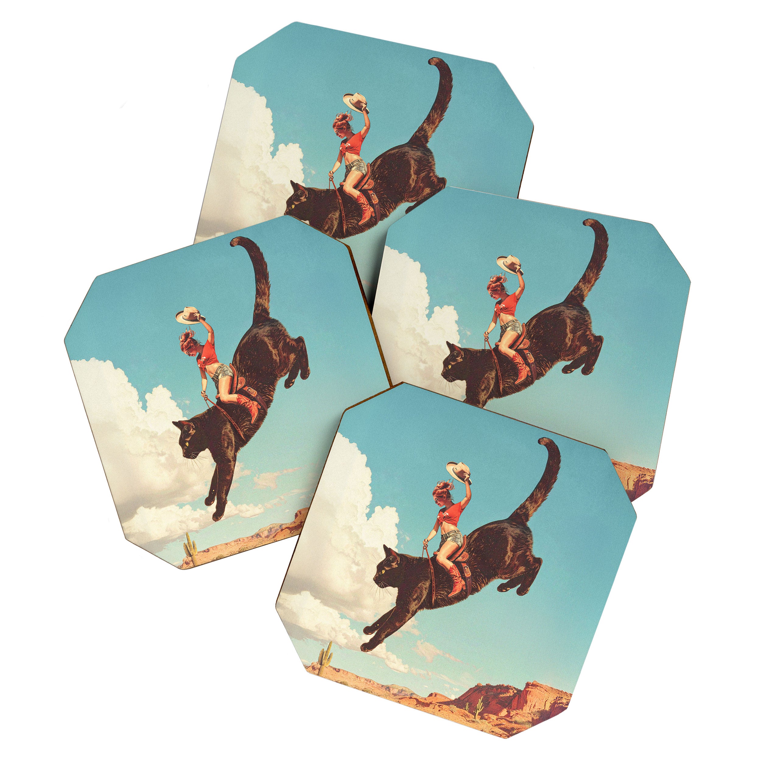 Meehaw - Rodeo Cat Cowgirl Bronc Coaster Gallery Image 1