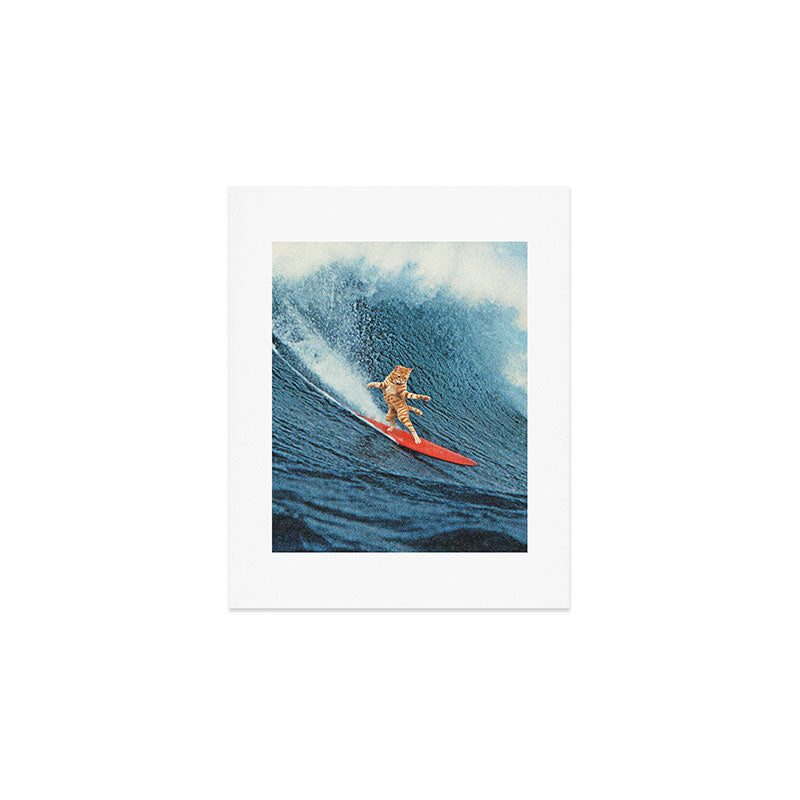 Meowmi Vice - Ginger Cat Surfing Art Print Gallery Image 1