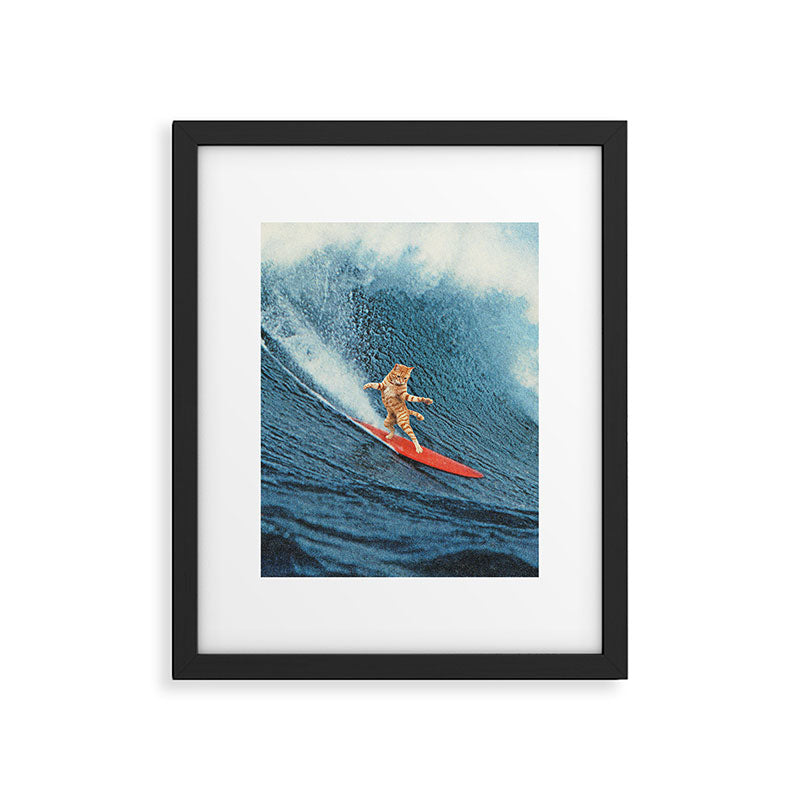 Meowmi Vice - Ginger Cat Surfing Framed Art Print Gallery Image 6
