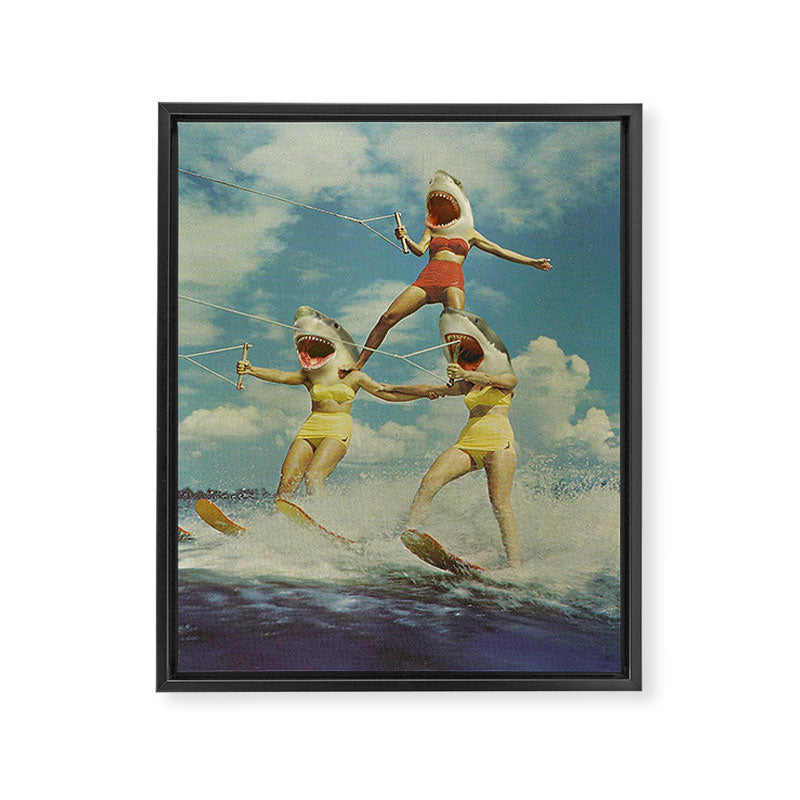 On Evil Beach - Shark Attack Framed Canvas Print Gallery Image 8