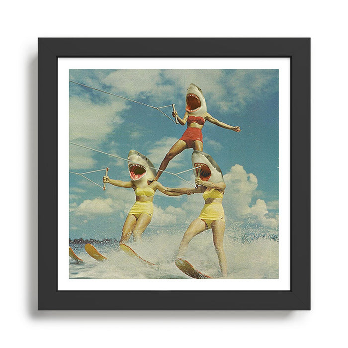 On Evil Beach - Shark Attack Framed Art Print Gallery Image 1
