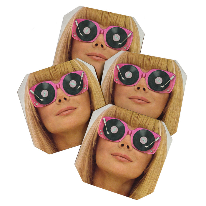 Pink Vinyl Sun Glasses - Vinyl Shades  Coaster Gallery Image 1