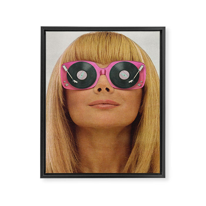 Pink Vinyl Sun Glasses - Vinyl Shades  Framed Canvas Print Gallery Image 1
