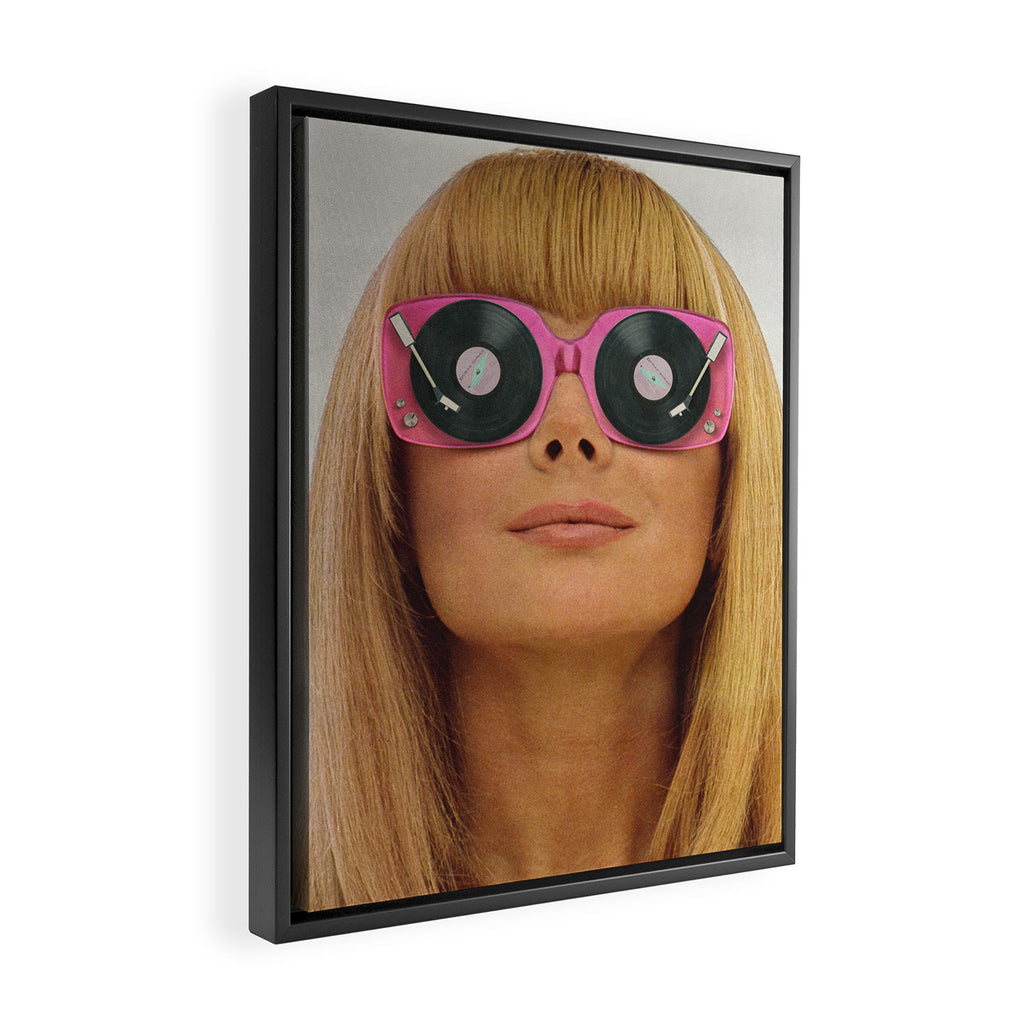 Pink Vinyl Sun Glasses - Vinyl Shades  Framed Canvas Print Gallery Image 2