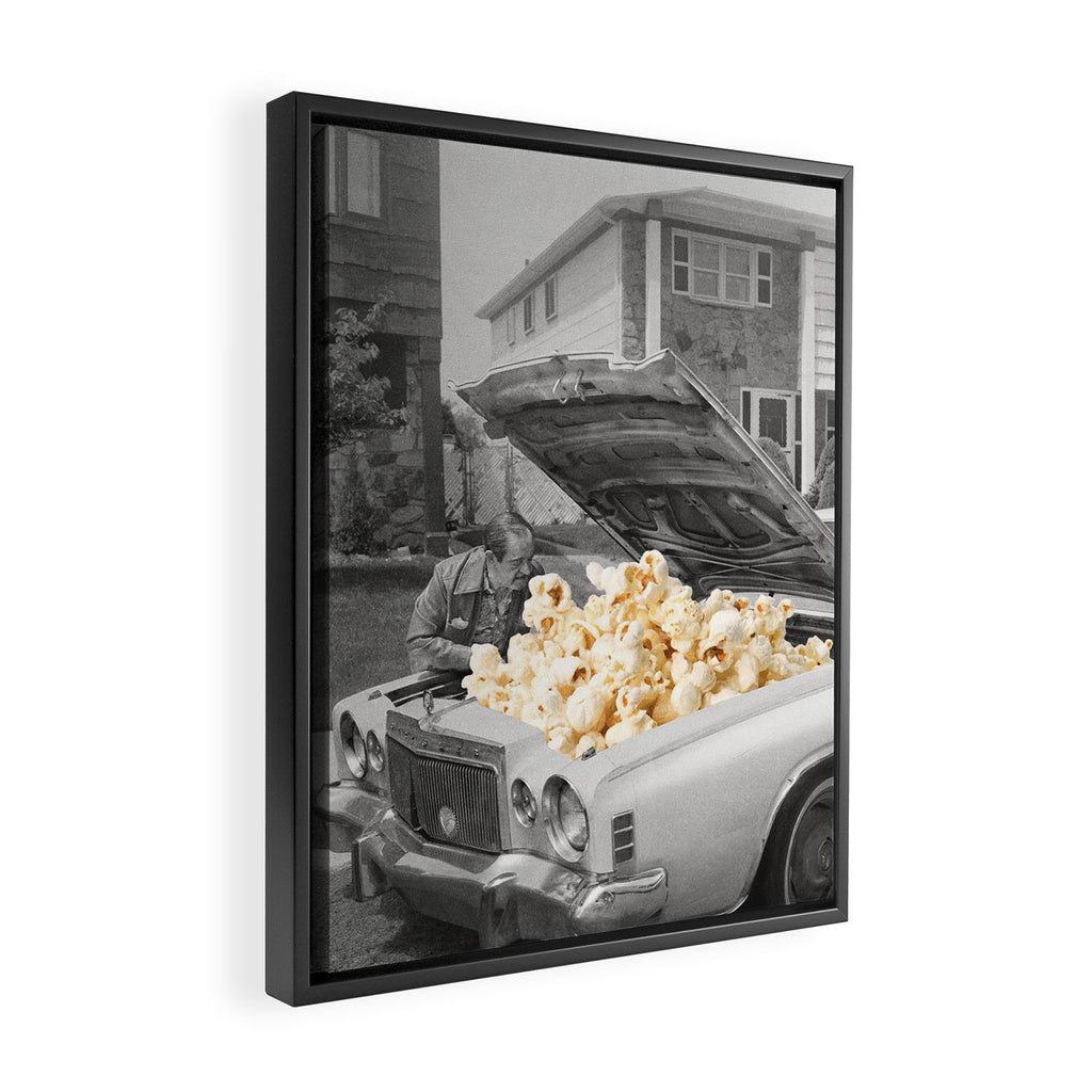 Pop the hood - Popcorn Car II Framed Canvas Print Gallery Image 2