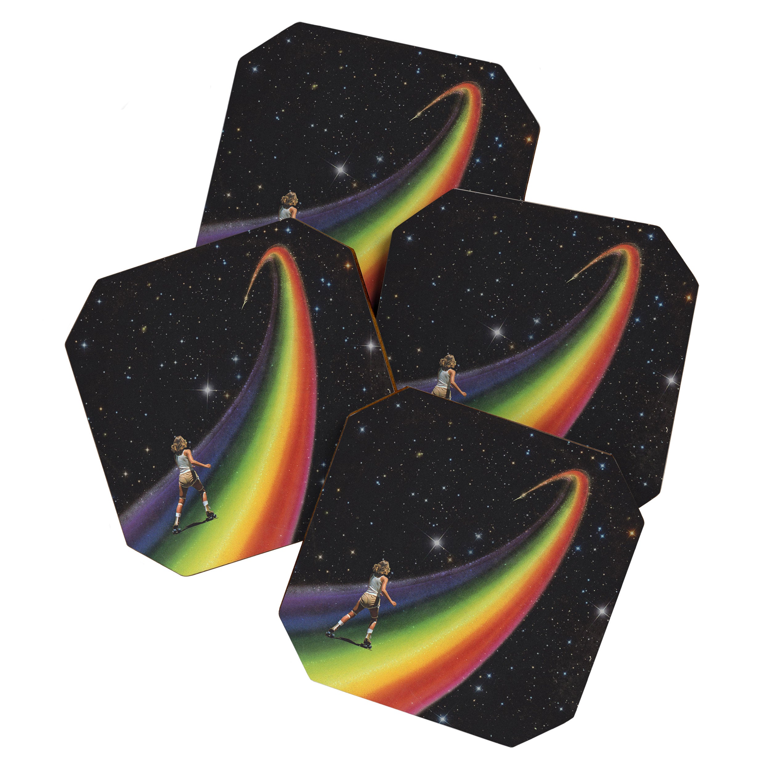 Retro Cosmic Rainbow Roller Skating Coaster Gallery Image 1