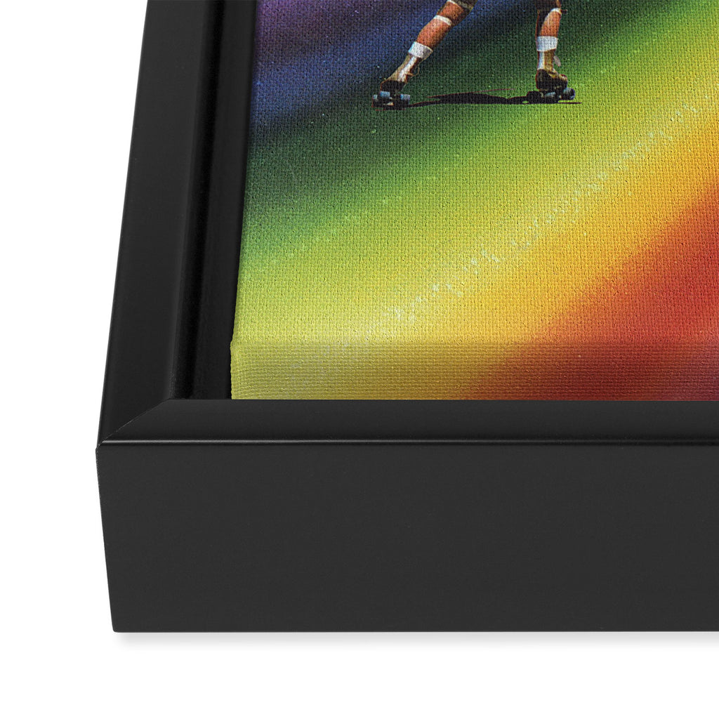 Retro Cosmic Rainbow Roller Skating Framed Canvas Print Gallery Image 3