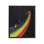 Retro Cosmic Rainbow Roller Skating Framed Canvas Print Gallery Image 8