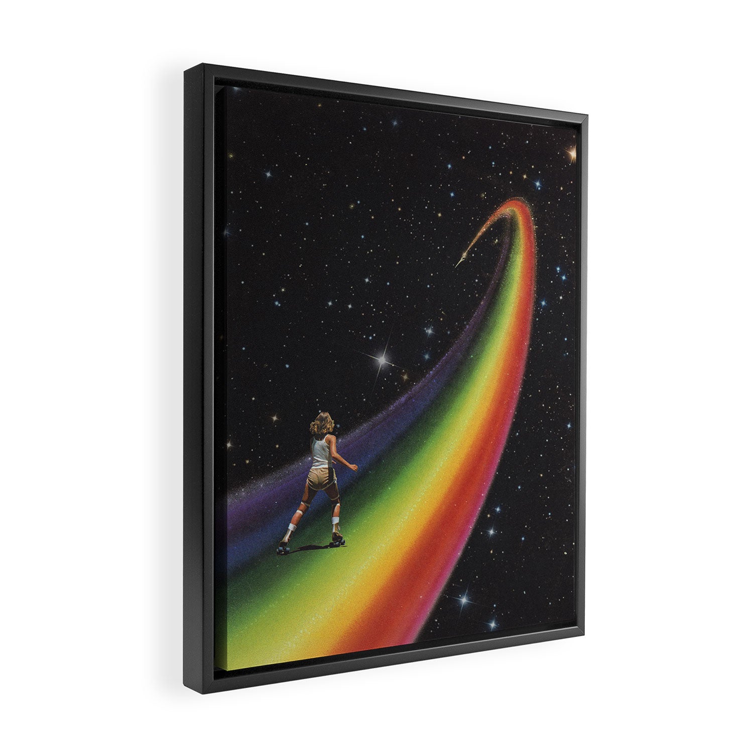 Retro Cosmic Rainbow Roller Skating Framed Canvas Print Gallery Image 2