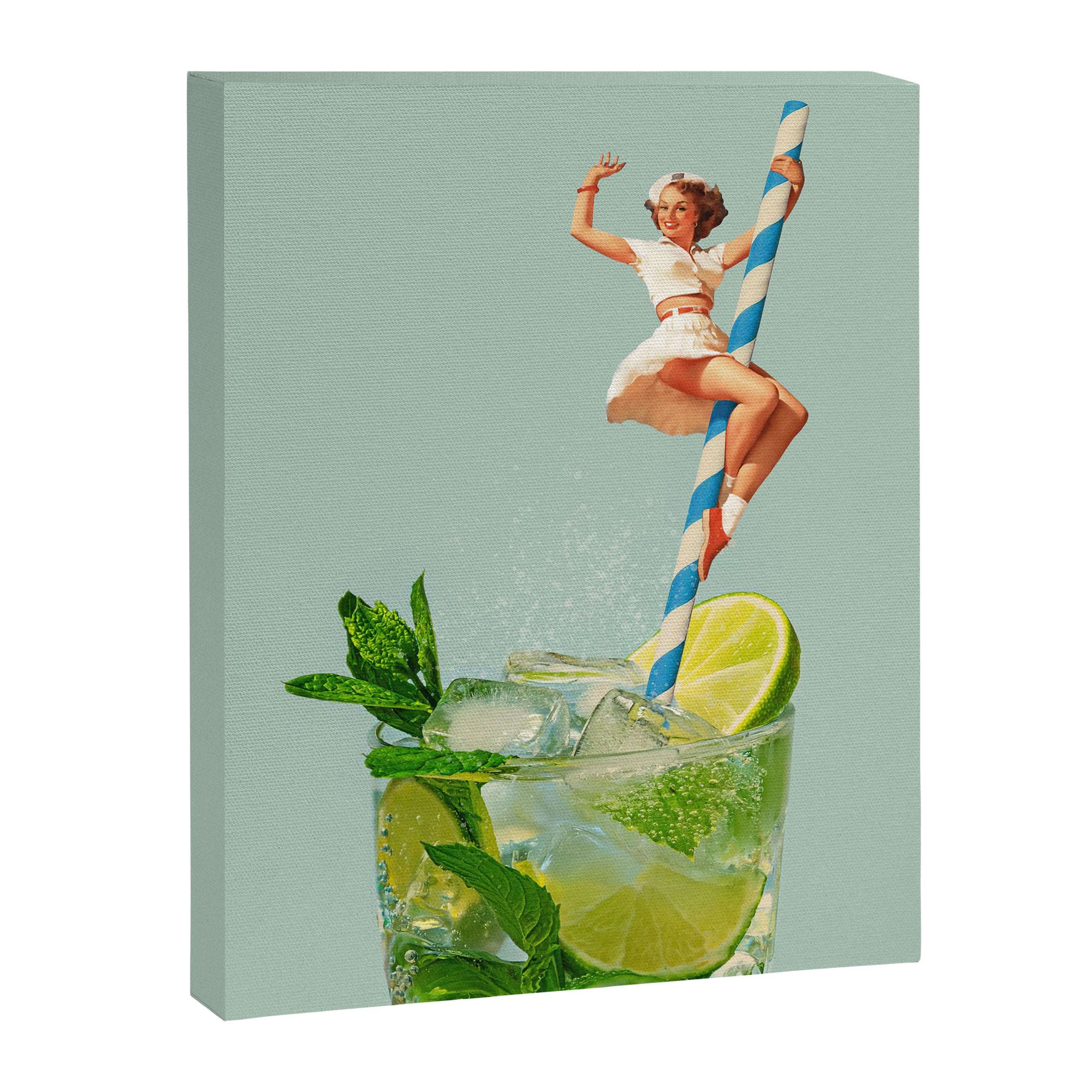 Retro Mojito Cocktail Canvas Print Gallery Image 8