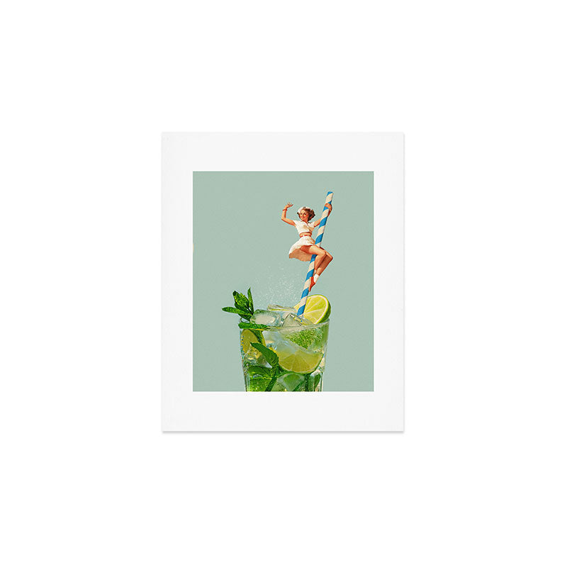 Retro Mojito Cocktail Art Print Gallery Image 1