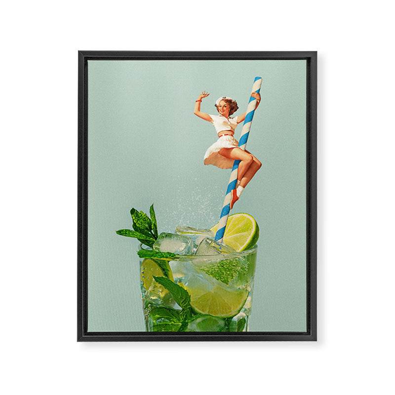 Retro Mojito Cocktail Framed Canvas Print Gallery Image 8