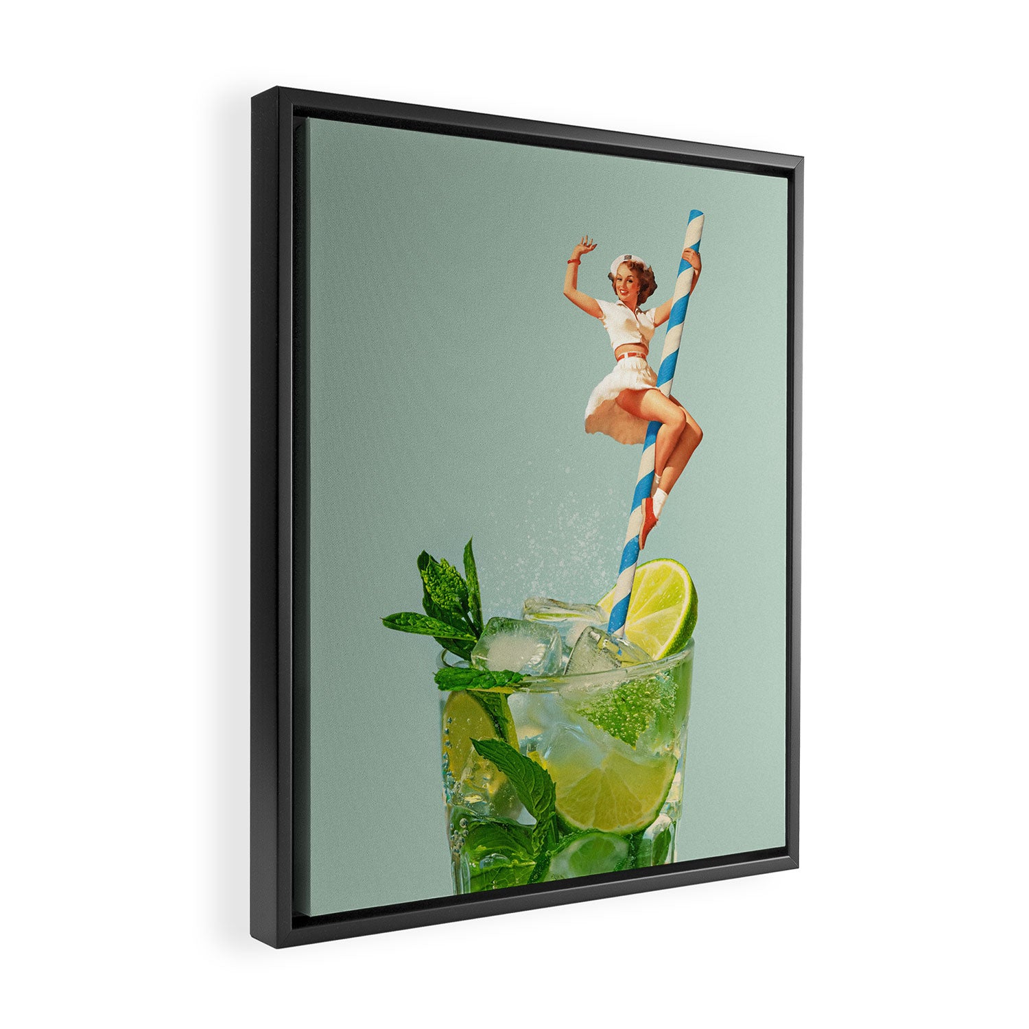 Retro Mojito Cocktail Framed Canvas Print Gallery Image 2