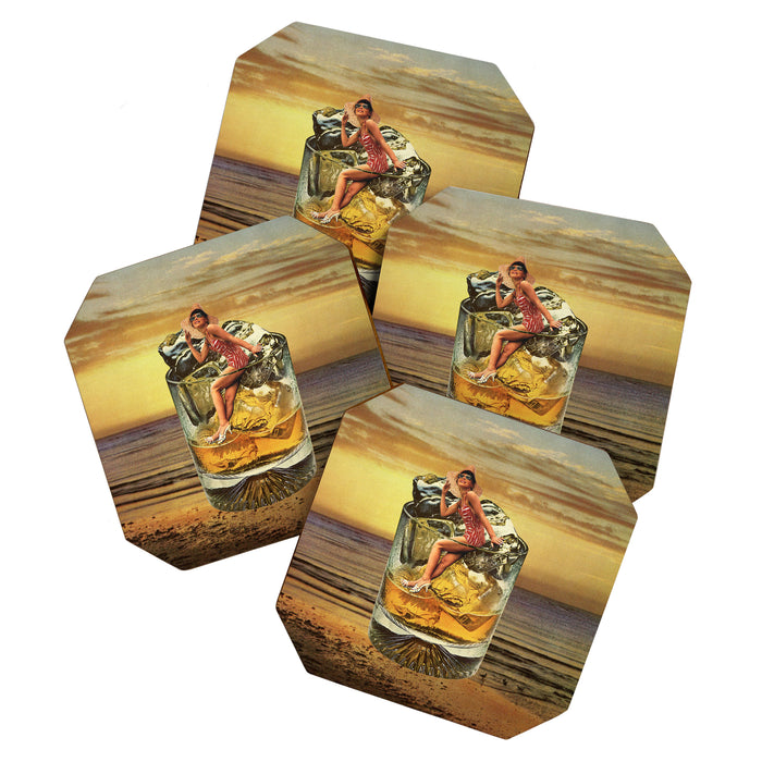 Roxanne on the rocks - Whiskey sunset Coaster Gallery Image 1