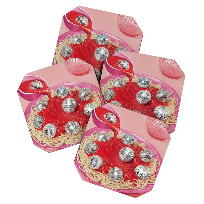 Spaghetti Disco Balls - Pink and Red Coaster Gallery Image 1