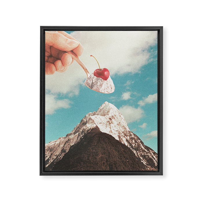 Sundae Summit - Cherry Ice cream Mountain Peak  Framed Canvas Print Gallery Image 1