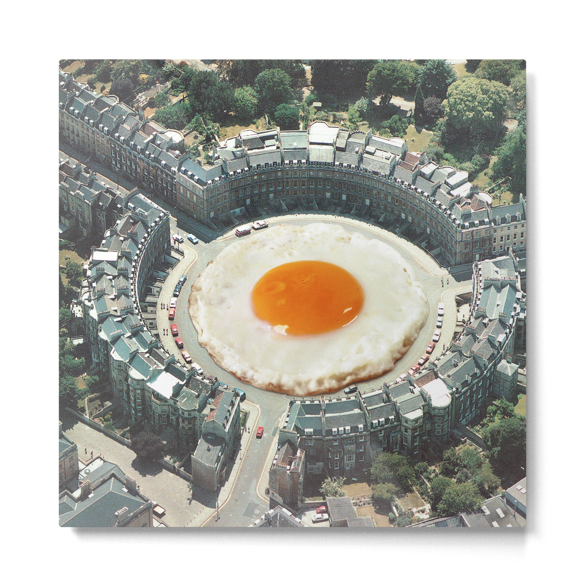 Take The 2nd Eggxit - Sunny Side Up Urban Fried Egg Metal Print Gallery Image 2