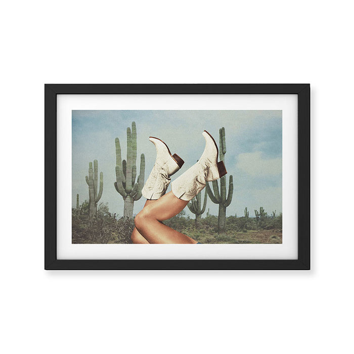 These Boots - Cactus & Yeehaw Landscape Framed Art Print Gallery Image 1