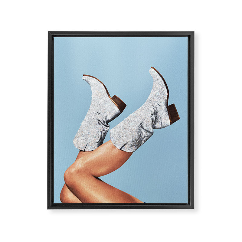 These Boots - Glitter Blue II Framed Canvas Print Gallery Image 6