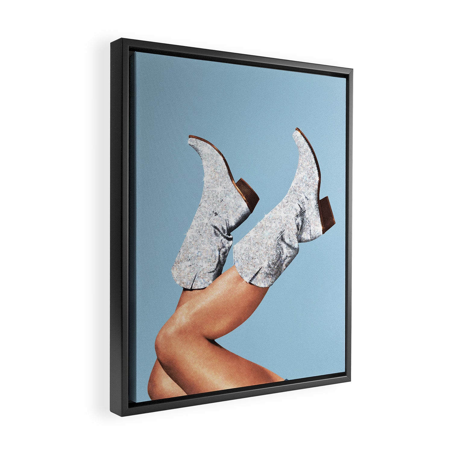These Boots - Glitter Blue II Framed Canvas Print Gallery Image 2