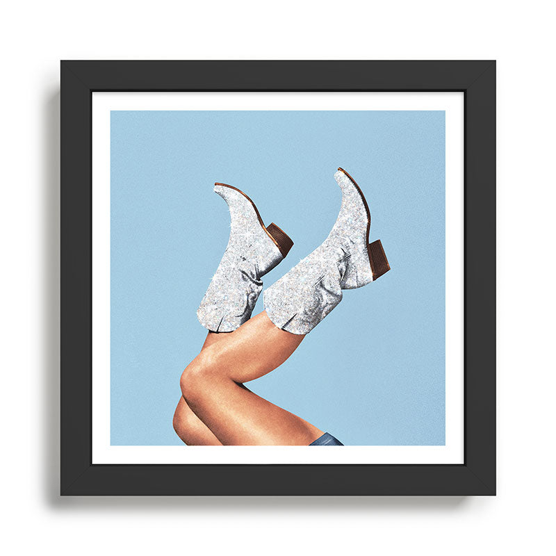 These Boots - Glitter Blue Framed Art Print Gallery Image 1