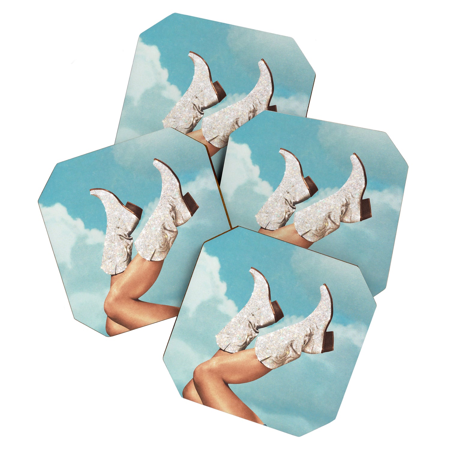 These Boots - Glitter Blue Sky Coaster Gallery Image 1