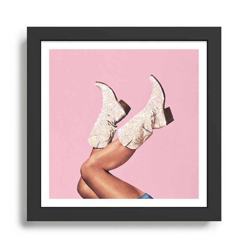 These Boots - Glitter Pink DL Framed Art Print Gallery Image 1