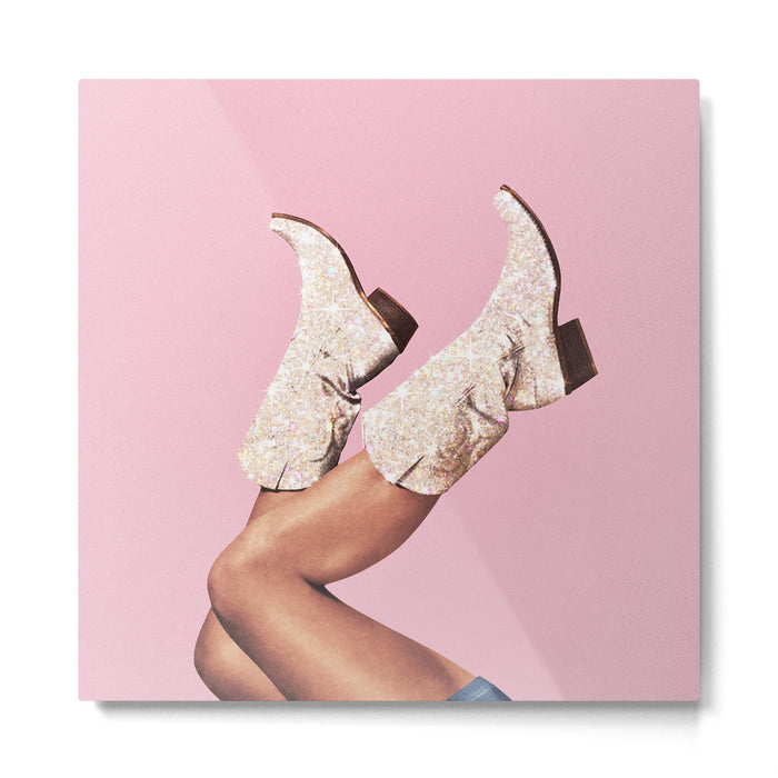 These Boots - Glitter Pink DL Metal Print Gallery Image 1