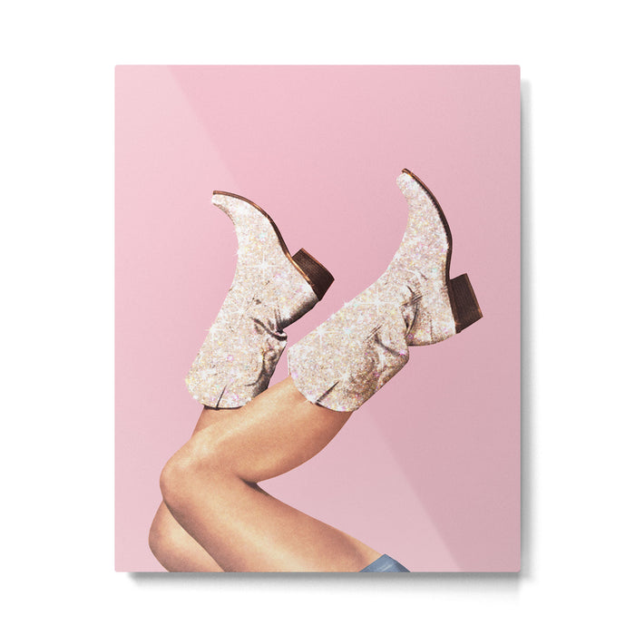 These Boots - Glitter Pink II Metal Print Gallery Image 1