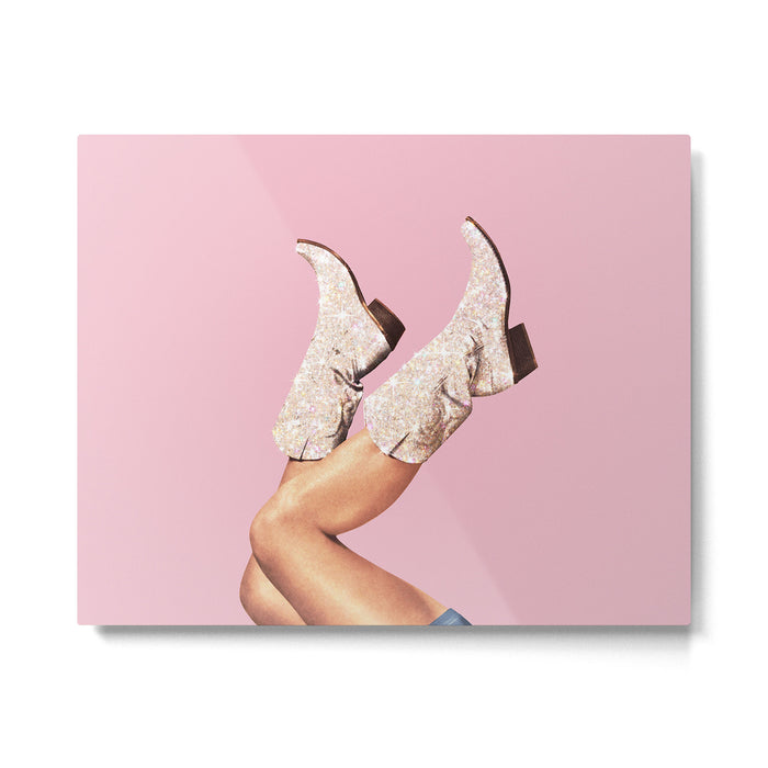 These Boots - Glitter Pink Landscape Metal Print Gallery Image 1
