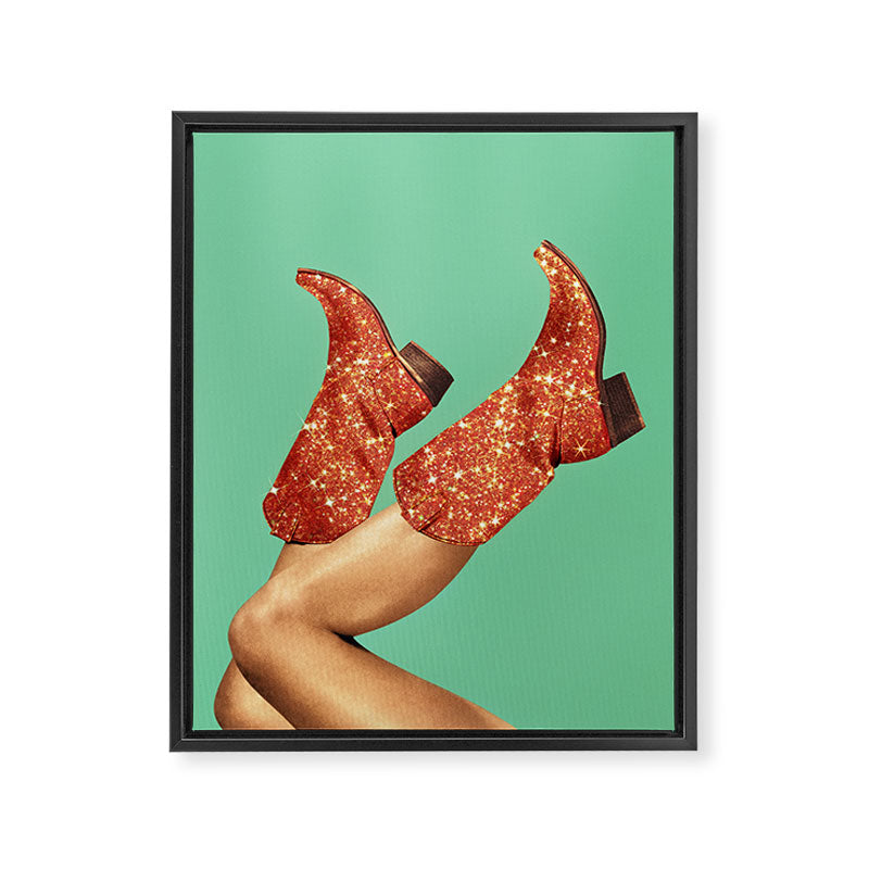 These Boots - Glitter Showgirl Orange Framed Canvas Print Gallery Image 8