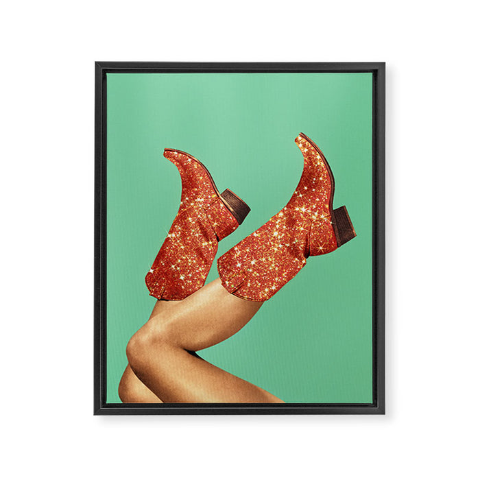 These Boots - Glitter Showgirl Orange Framed Canvas Print Gallery Image 1