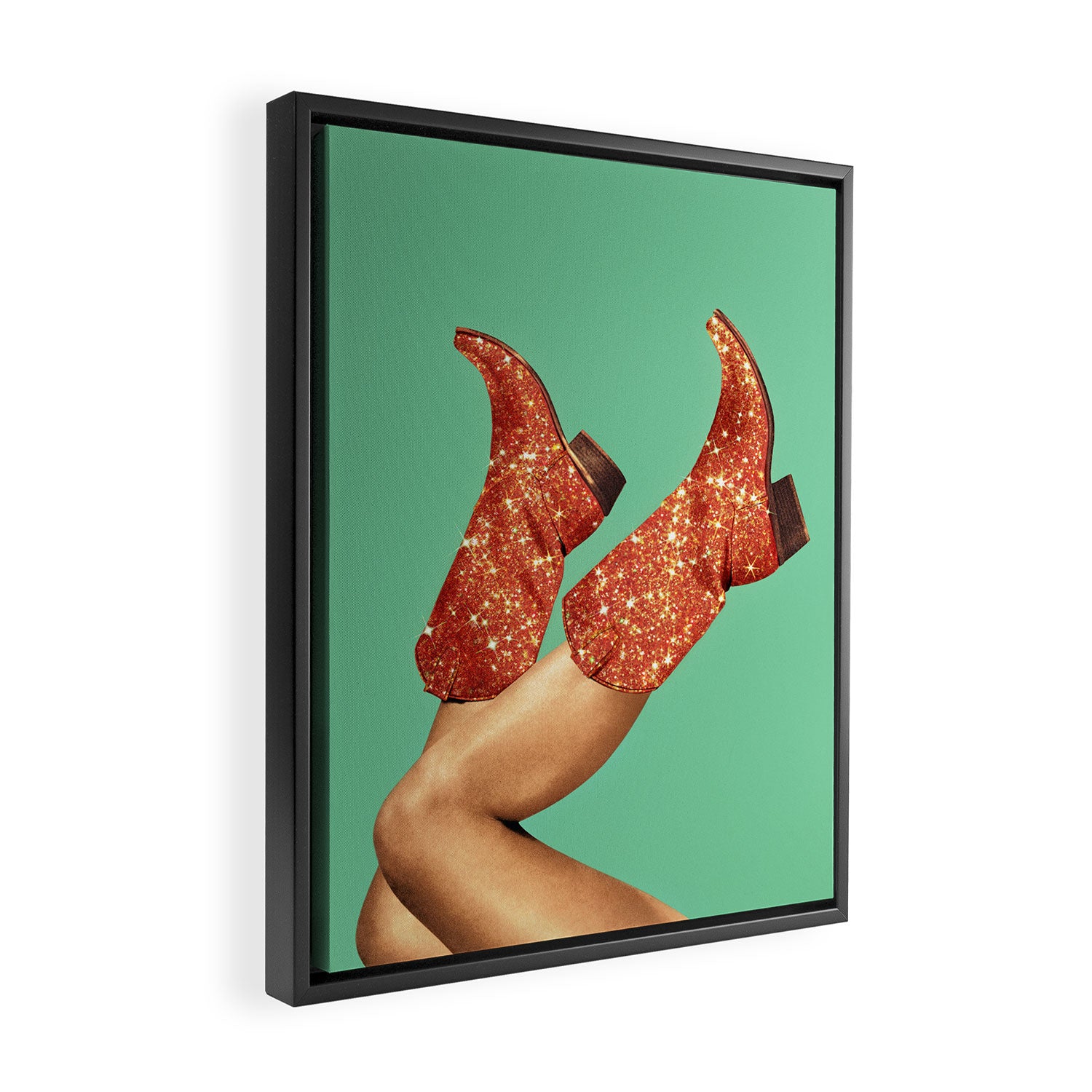 These Boots - Glitter Showgirl Orange Framed Canvas Print Gallery Image 2