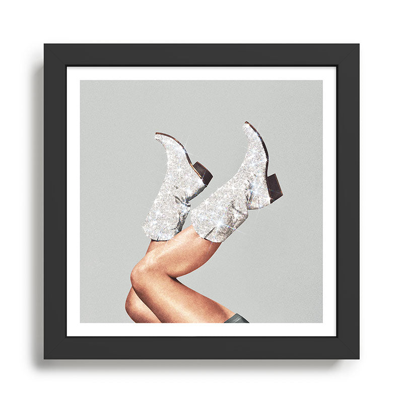 These Boots - Glitter Silver Framed Art Print Gallery Image 1