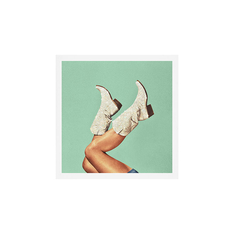 These Boots - Glitter Teal Green Art Print Gallery Image 1