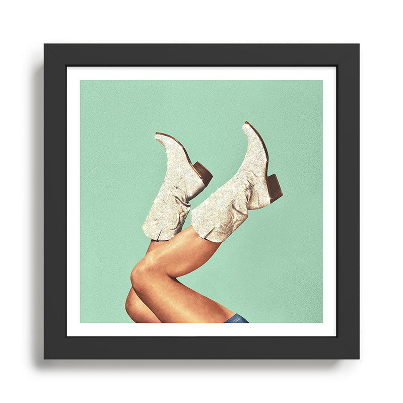 These Boots - Glitter Teal Green Framed Art Print Gallery Image 1