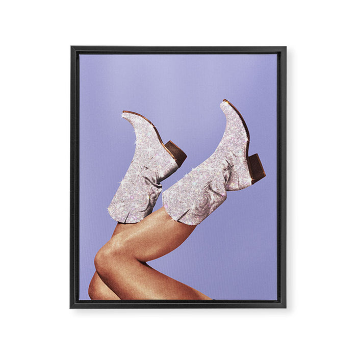 These Boots - Glitter Very Peri Periwinkle Framed Canvas Print Gallery Image 1