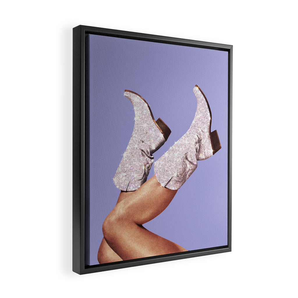 These Boots - Glitter Very Peri Periwinkle Framed Canvas Print Gallery Image 2