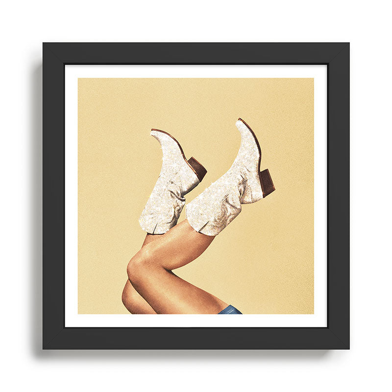 These Boots - Glitter Yellow & Tan Framed Art Print Gallery Image 1