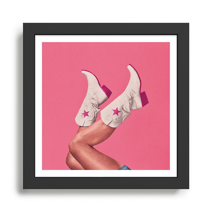 These Boots - Hot Neon Pink Framed Art Print Gallery Image 1