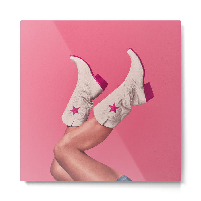 These Boots - Hot Neon Pink Metal Print Gallery Image 1