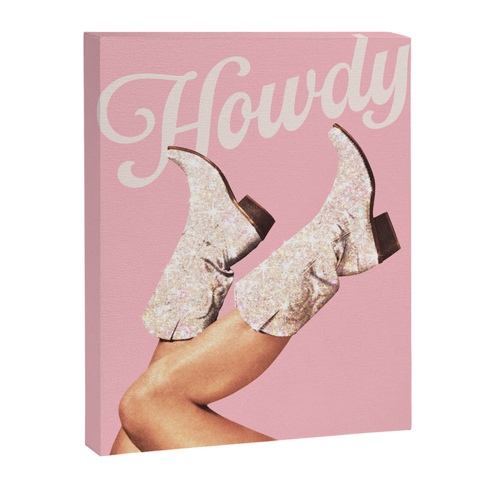 These Boots - Howdy Glitter Pink II Canvas Print Gallery Image 1