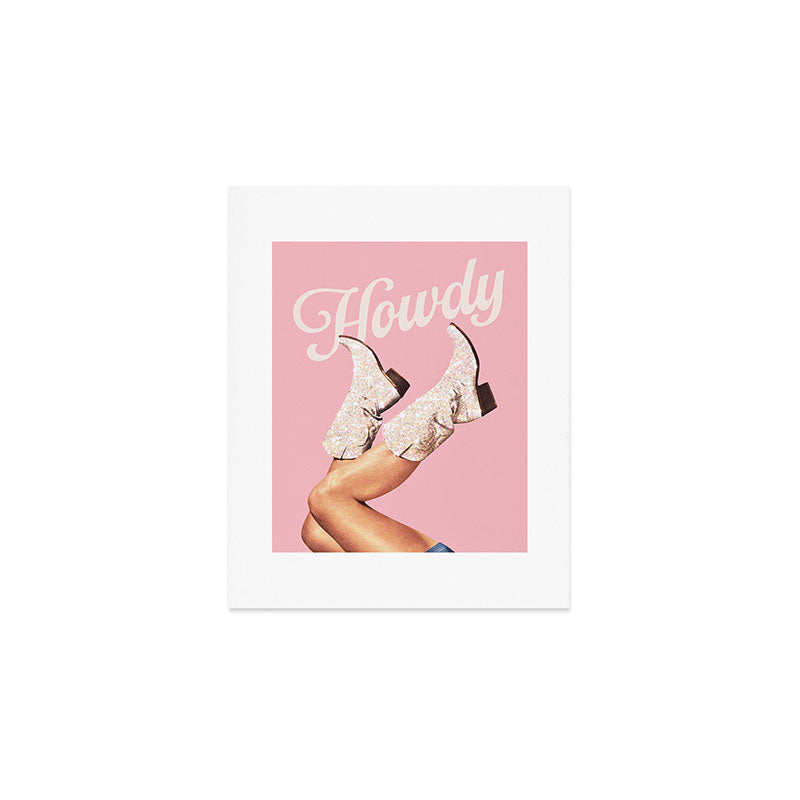 These Boots - Howdy Glitter Pink II Art Print Gallery Image 1