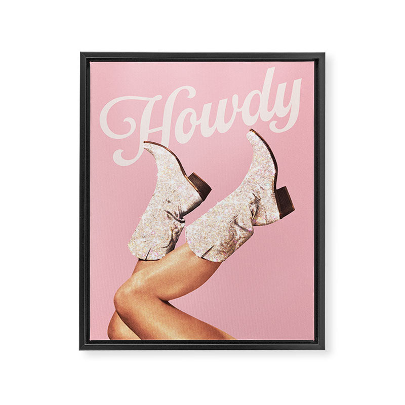 These Boots - Howdy Glitter Pink II Framed Canvas Print Gallery Image 6
