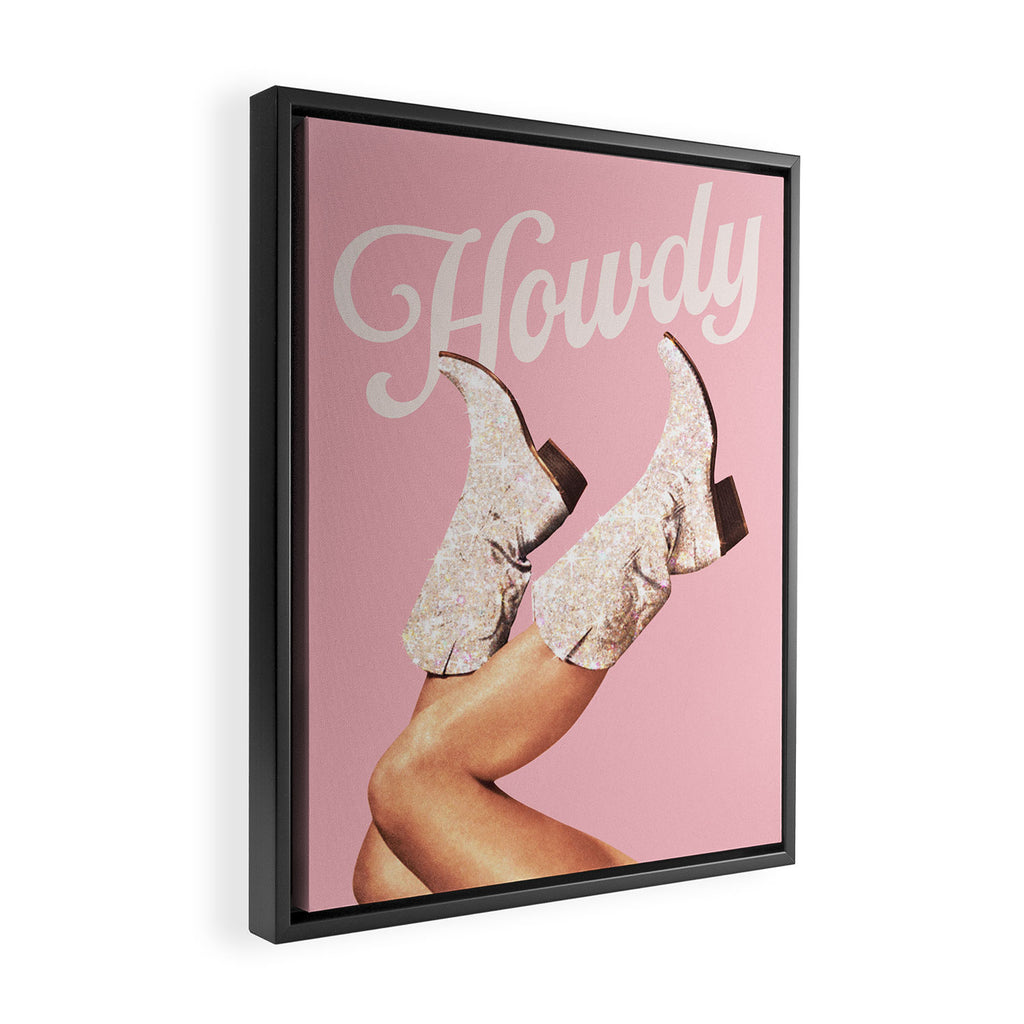 These Boots - Howdy Glitter Pink II Framed Canvas Print Gallery Image 2