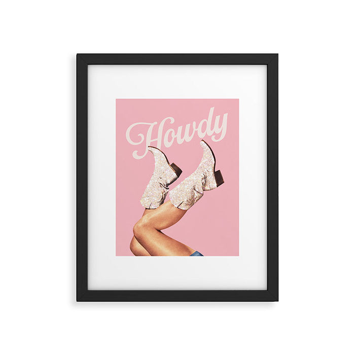 These Boots - Howdy Glitter Pink II Framed Art Print Gallery Image 1