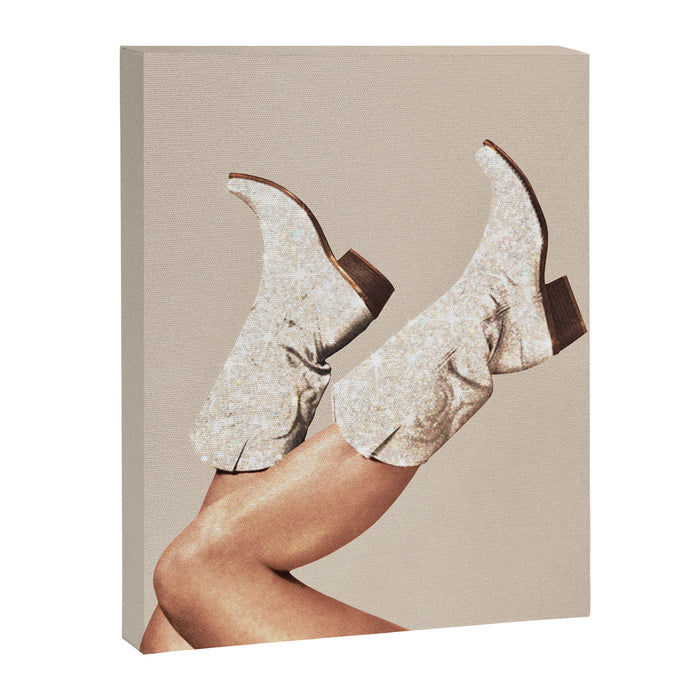 These Boots - Neutral Glitter II / Beige Canvas Print Gallery Image 1
