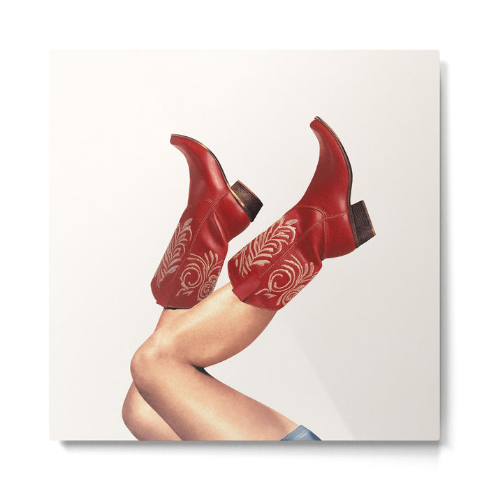 These Boots - Rouge Deep Red Metal Print Gallery Image 1