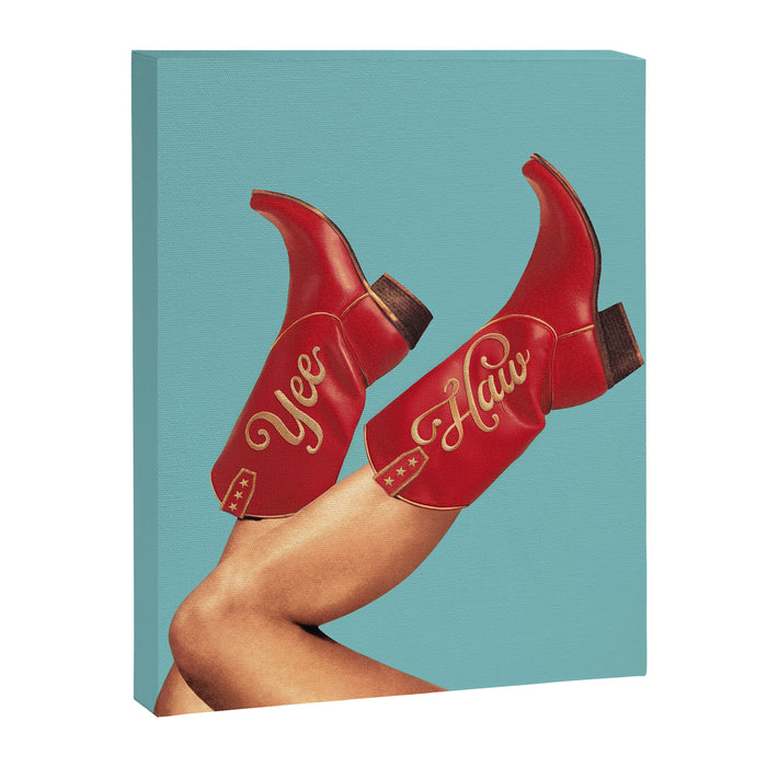 These Boots - Yee haw Cherry Red n Blue Canvas Print Gallery Image 1
